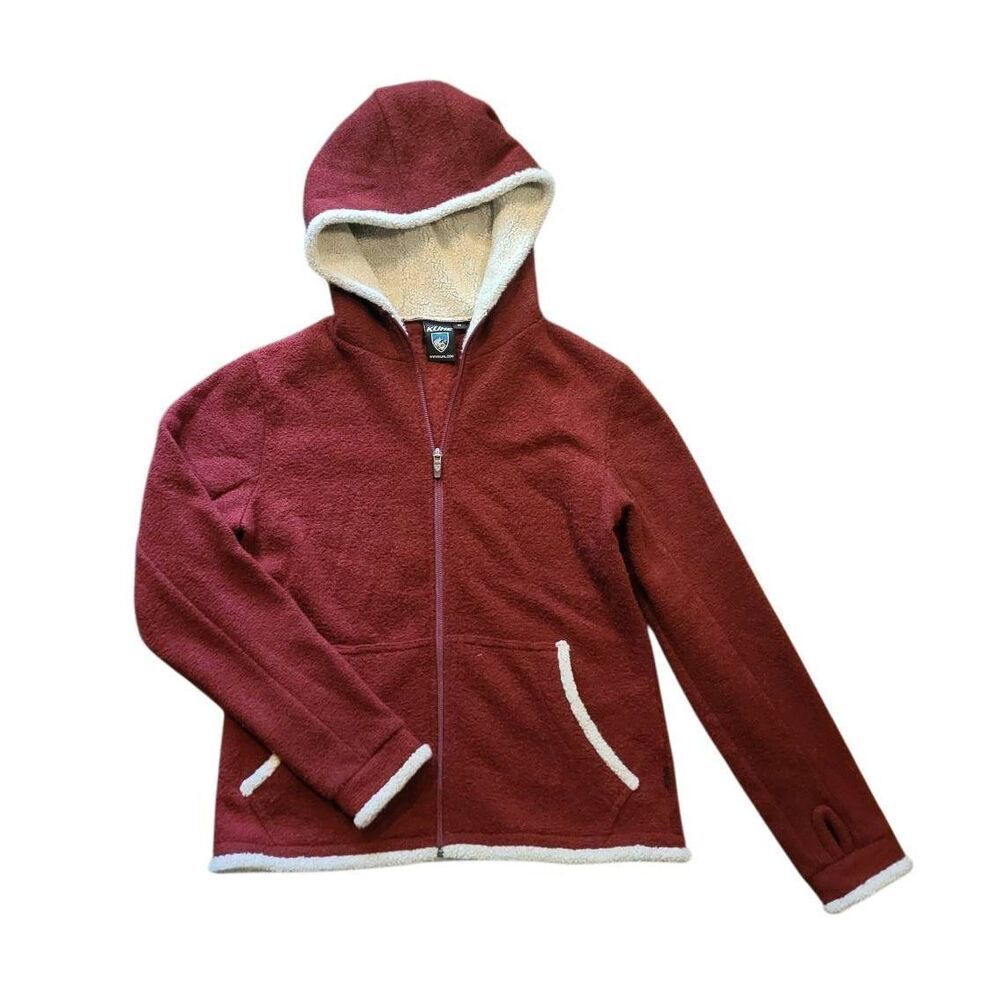Kuhl Jacket Women's Medium Red Alfpaca Fleece Sherpa Hiking Cozy Hooded